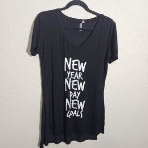 New Year New Day New Goals Black Womens T-Shirt By Just Be Free Size S